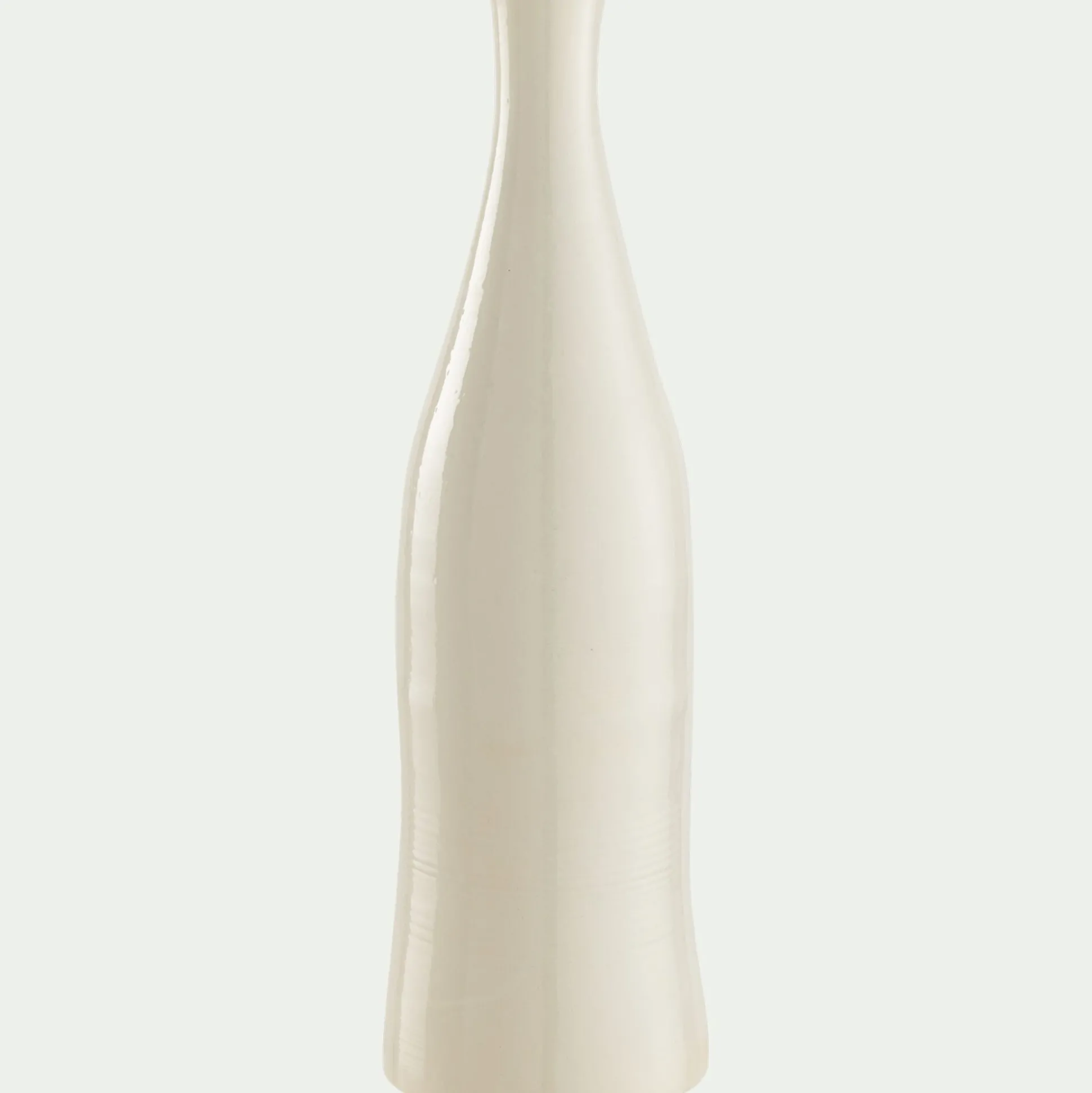 Vase bouteille en faïence H47,5cm - blanc