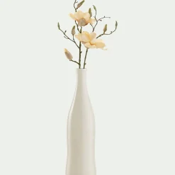 Vase bouteille en faïence H47,5cm - blanc