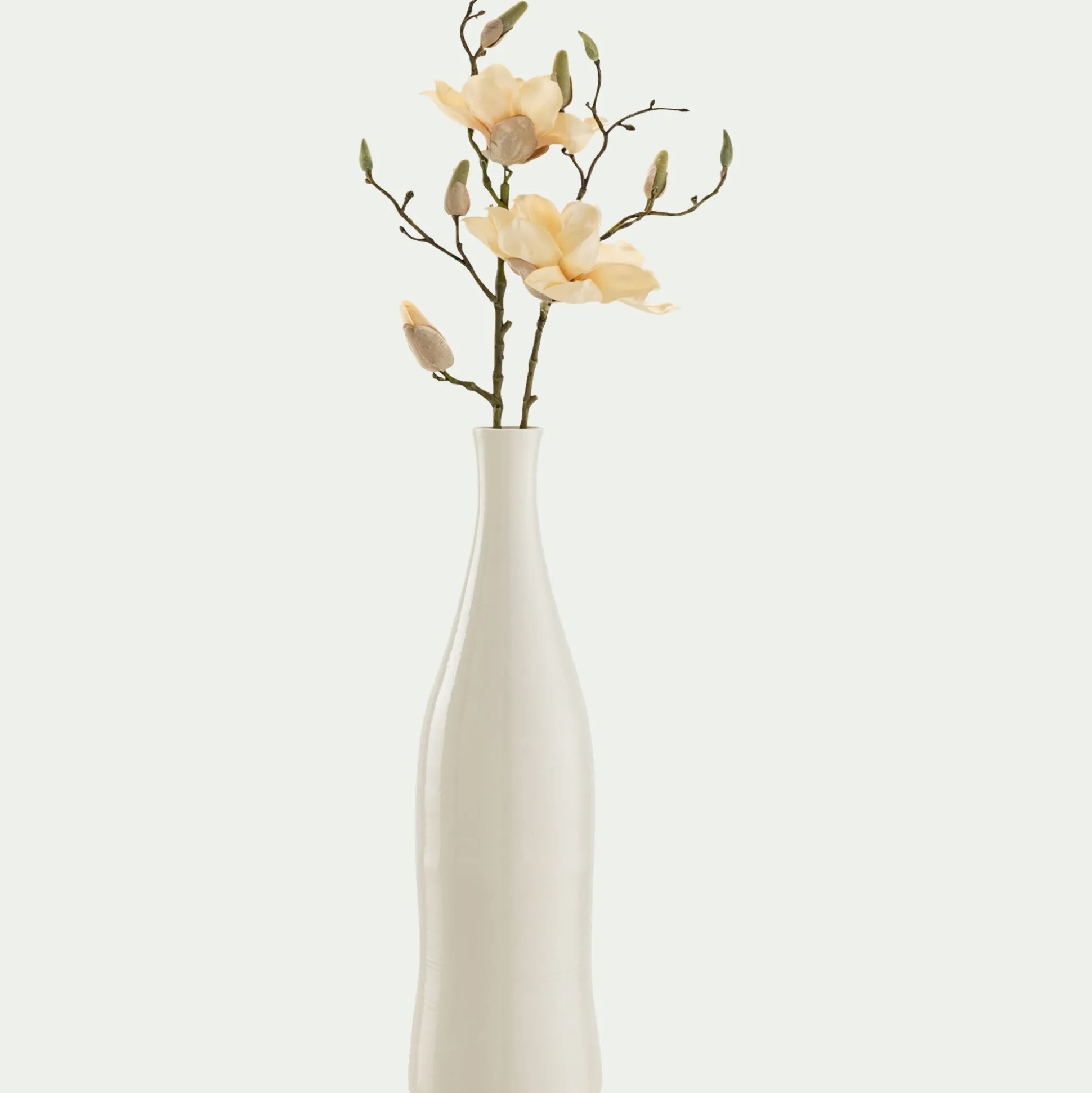 Vase bouteille en faïence H47,5cm - blanc