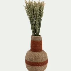 Vase bouteille en jonc de mer H38cm - orange brûlée