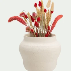 Vase classique en grès moucheté H16cm - blanc