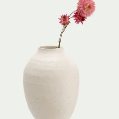 Vase classique en grès moucheté H15cm - blanc