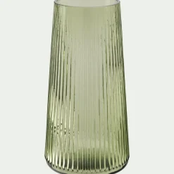 Vase classique en verre strié H24cm - vert