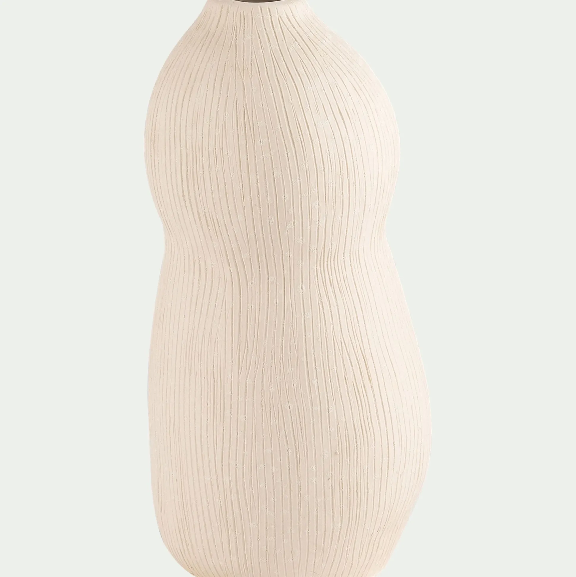 Vase contemporain en faïence H28cm - blanc