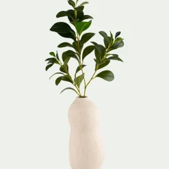 Vase contemporain en faïence H28cm - blanc