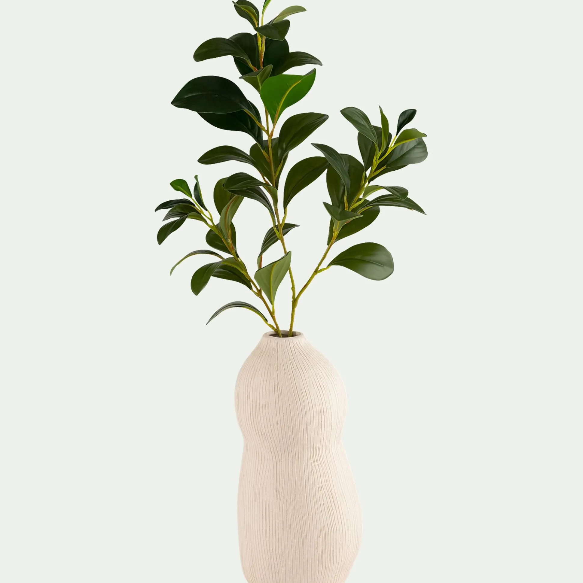 Vase contemporain en faïence H28cm - blanc