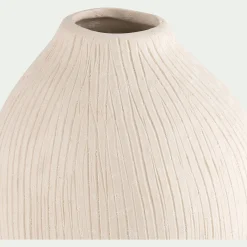 Vase contemporain en faïence H28cm - blanc