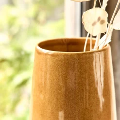 Vase en faïence H34,5cm - jaune miel