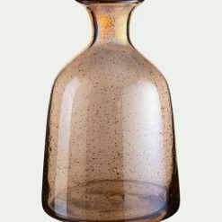 Vase en verre bullé H25,5cm - beige