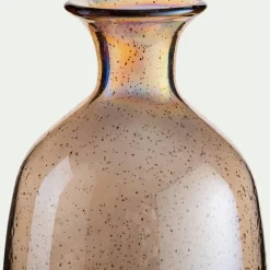 Vase en verre bullé H25,5cm - beige