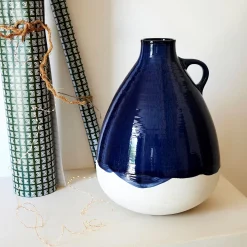 Vase pichet en faïence H33,5cm - bleu