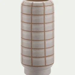 Vase quadrillé en céramique H32,5cm - blanc