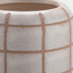 Vase quadrillé en céramique H32,5cm - blanc