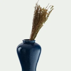 Vase texturé en grès D18xH23cm - bleu
