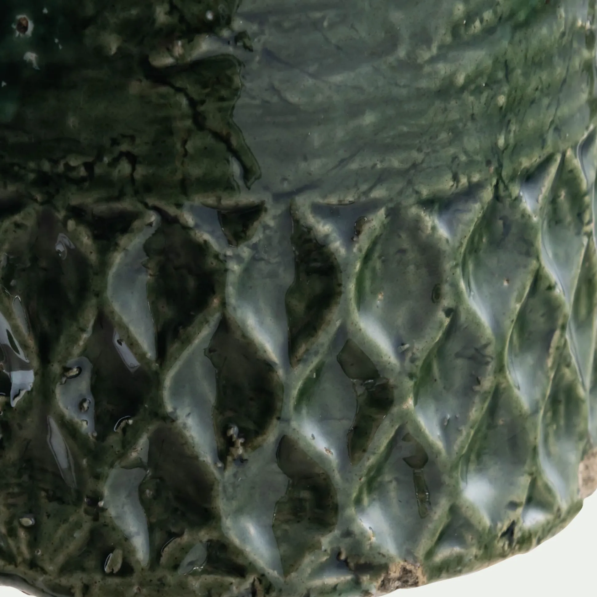 Vase texturé en grès D13,5xH16cm - vert