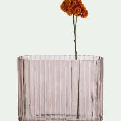 Vase tube en verre H20cm - gris