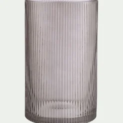 Vase tube en verre H25cm - gris