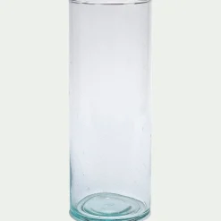 Vase tube en verre recyclé H25cm - transparent