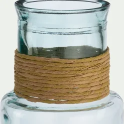 Vase tube en verre recyclé h55cm - transparent