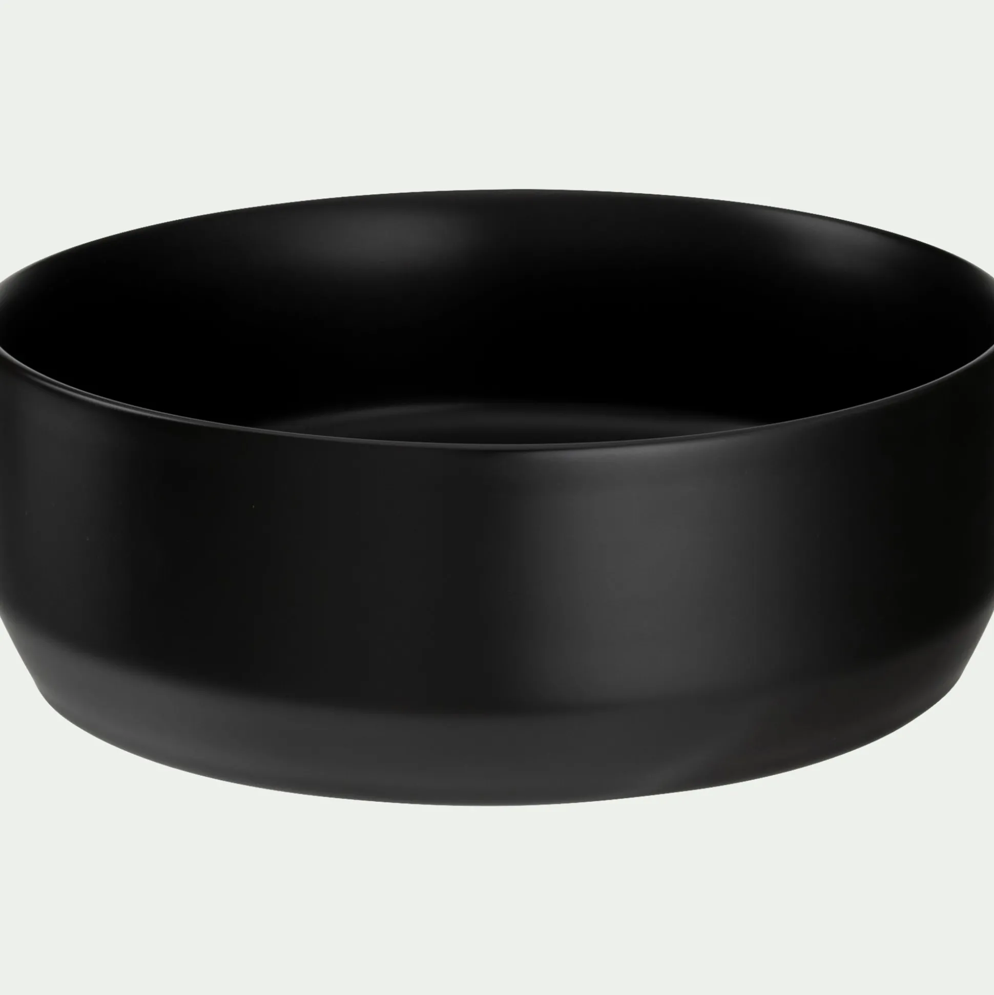 Vasque de salle de bains ronde en céramique avec bords fins - noir