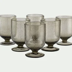 Verre à pied en verre bullé 25cl - gris