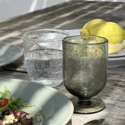 Verre à pied en verre bullé 25cl - gris