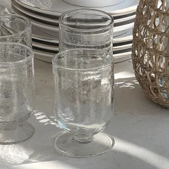 Verre à pied en verre bullé 25cl - transparent