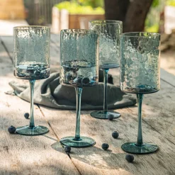 Verre à pied en verre 37cl - bleu