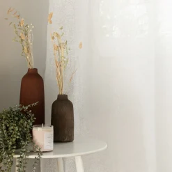 Voilage à œillets en coton motif Jasmin 140x250cm - blanc