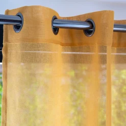 Voilage à œillets en polyester 135x250cm - jaune argan