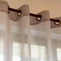 Voilage à œillets en polyester 135x250cm - gris borie