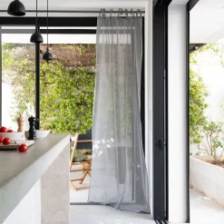 Voilage à nouettes en coton 105x250cm - gris