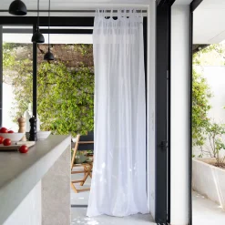 Voilage à nouettes en polyester et coton 130x250cm - blanc