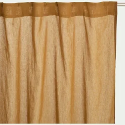Voilage à passants cachés en lin et coton finition liseré 140x260cm - brun alep
