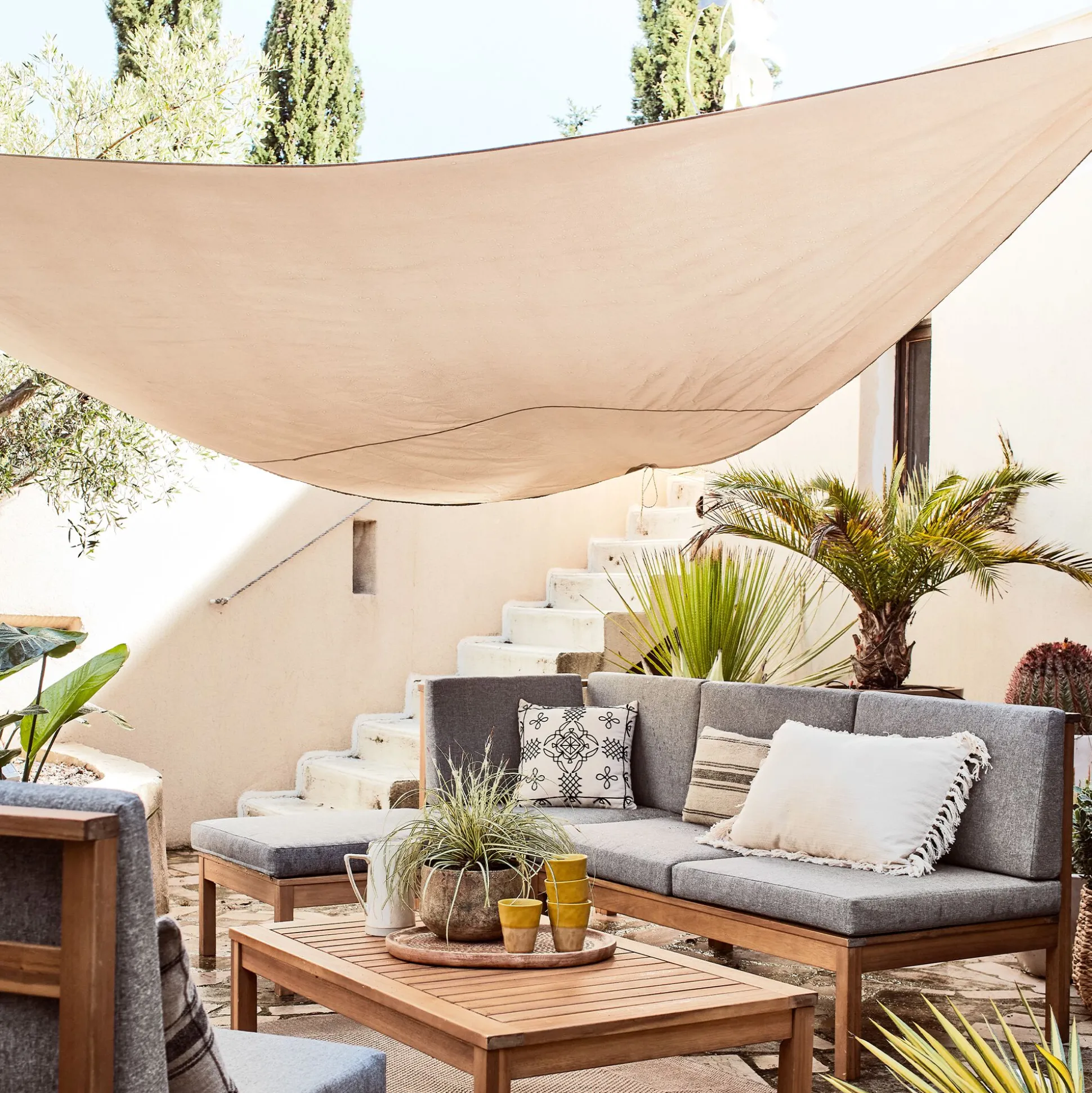 Voile d'ombrage triangle 3,6m - beige alpilles